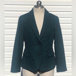 Talbots Size 10 Petite Teal Blazer With Tiny Dachshunds